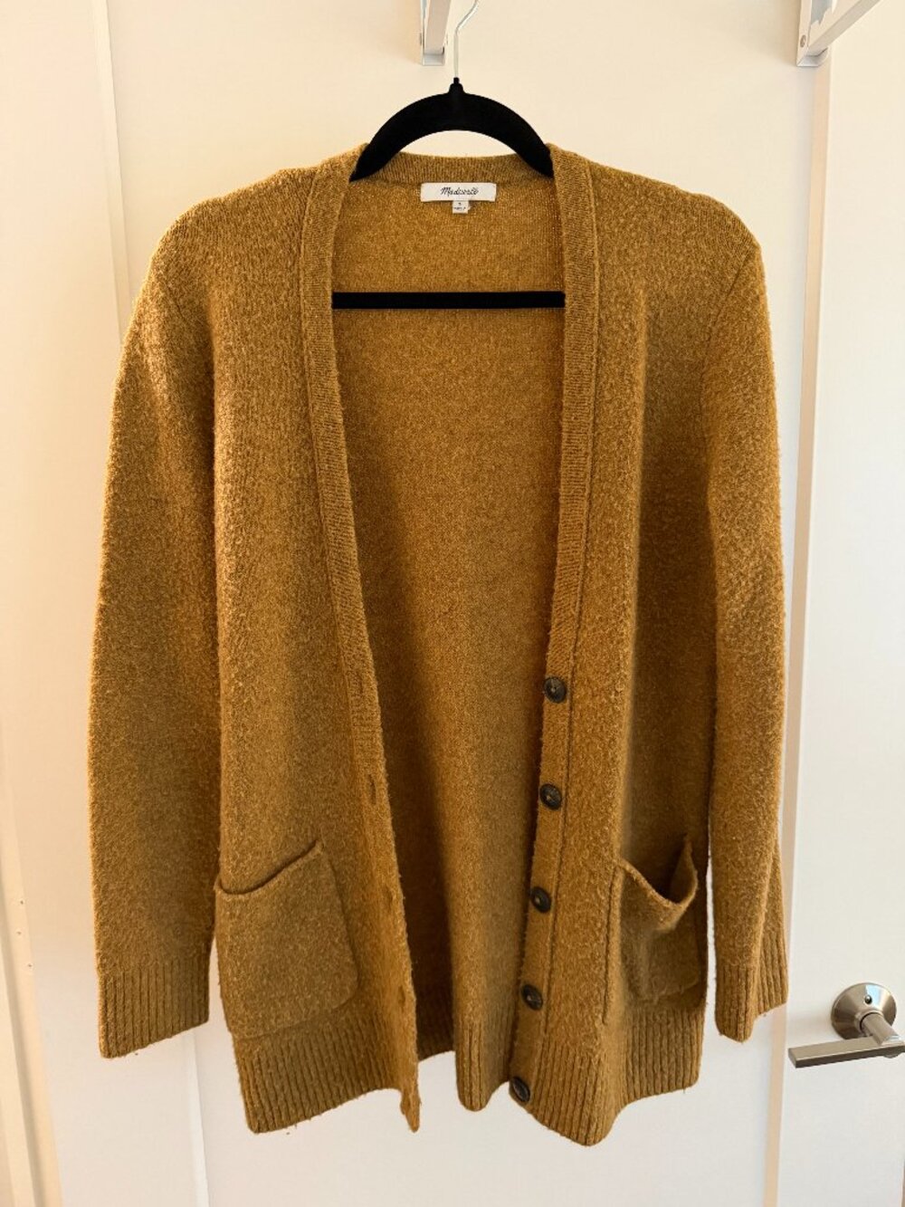 Madewell Mustard Bouclé Button-Front Cardigan — Size S